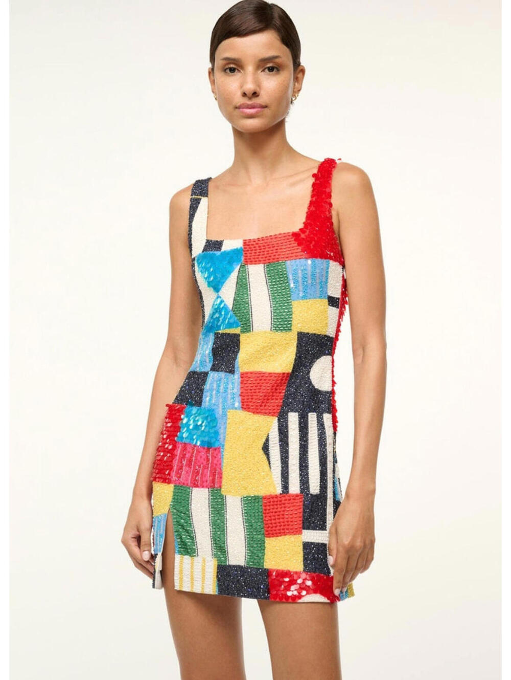 NWT $1295 Staud Le Sable Sails Up Beaded Flag Cocktail Dress Designer Small